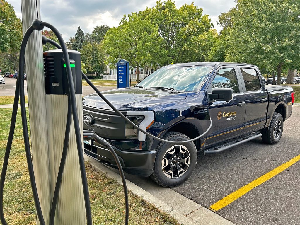Campus Security vehicle using an EV charger